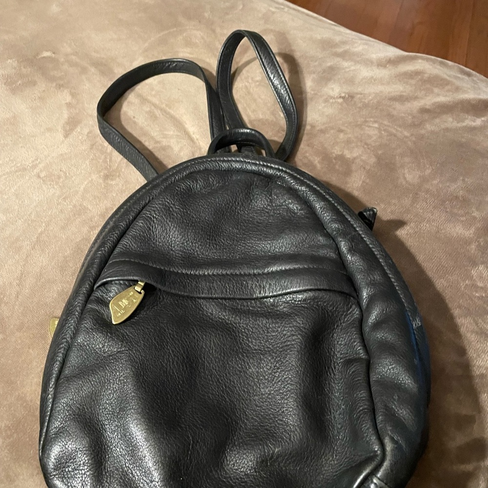 Black leather backpack